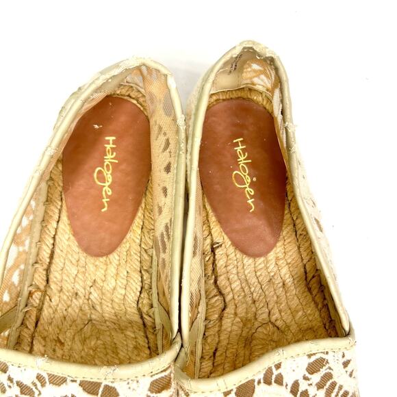 Halogen Off White Crocheted Lace Slip On Espadrille Flat Shoes - Picture 7 of 9